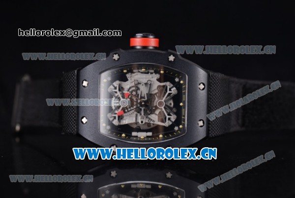 Richard Mille RM 27-01 Tourbillon Rafael Nadal Miyota 9015 Automatic PVD Case with Skeleton Dial Dot Markers and Black Nylon Strap - Click Image to Close